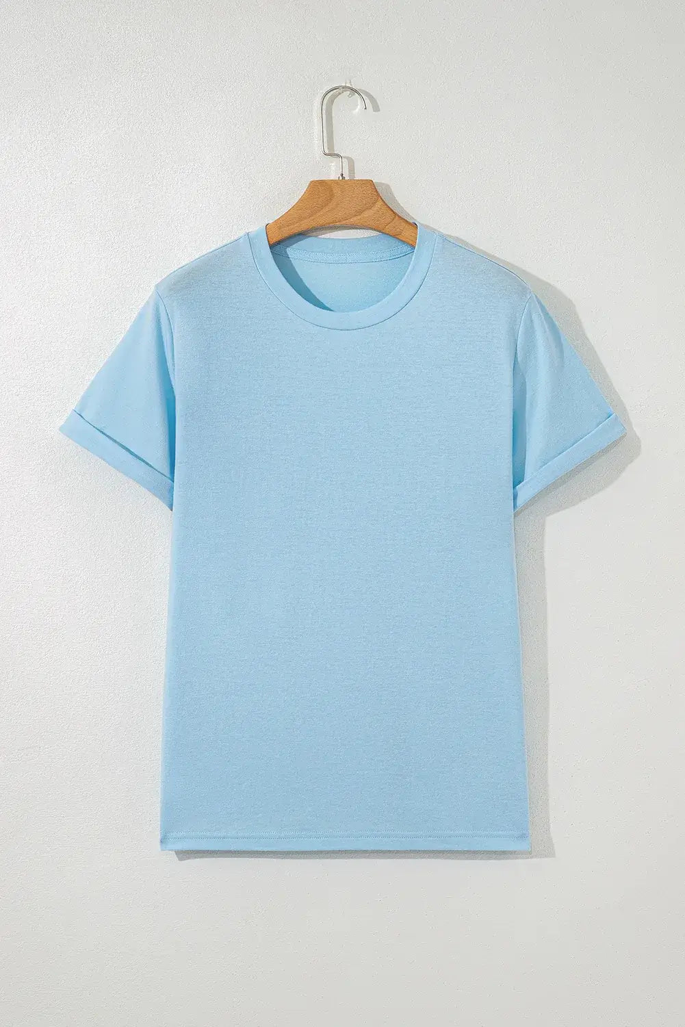 Mint Green Casual Plain Crew Neck Tee - Sweet Fashion Wholesale