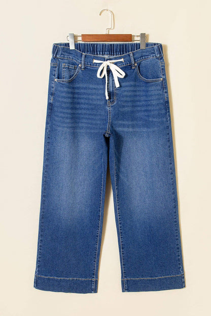 Black Acid Wash Contrast Lace-up Plus Size Jeans - Sweet Fashion Wholesale