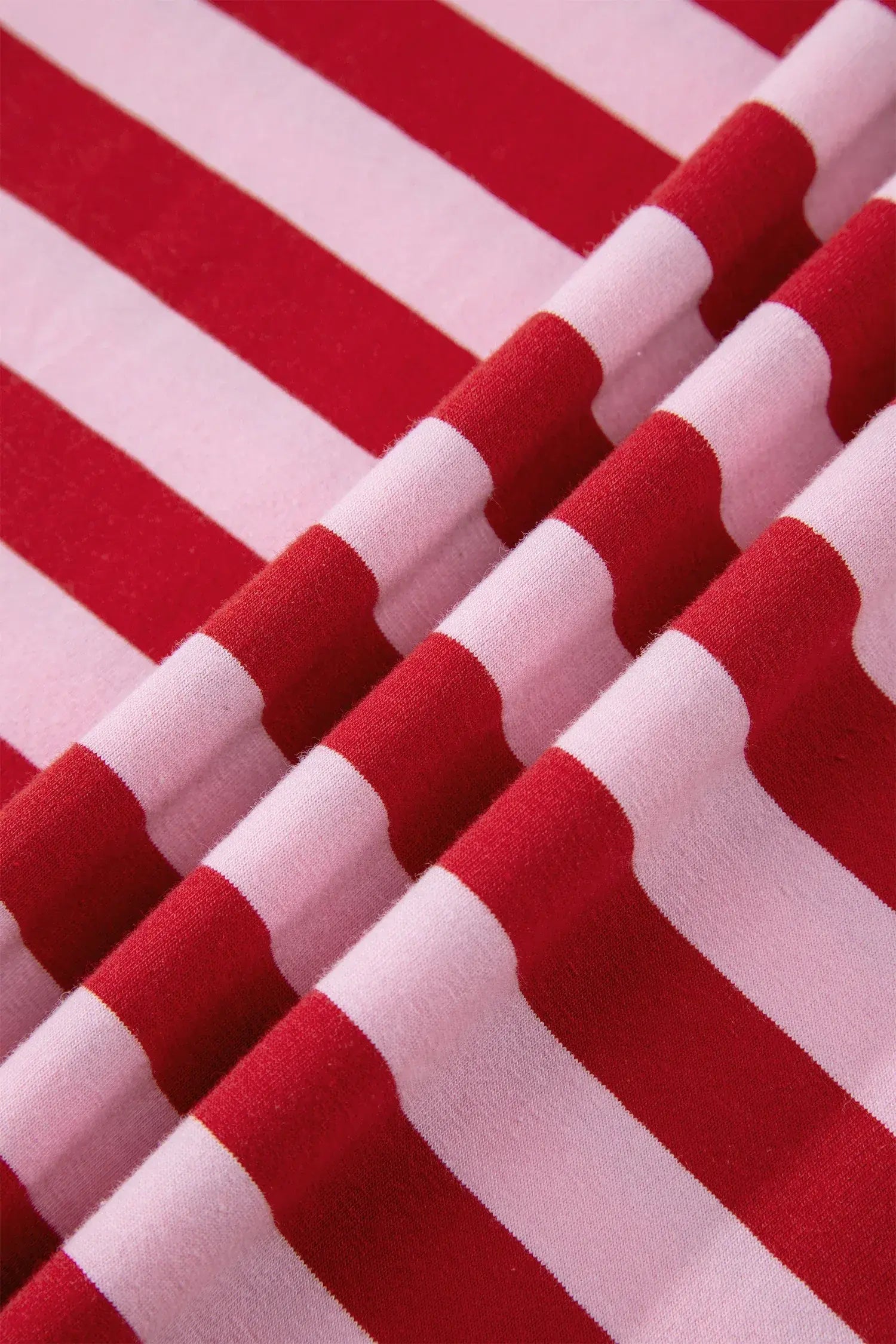 Pink Stripe Split V Neck Casual T Shirt - Sweet Fashion Wholesale