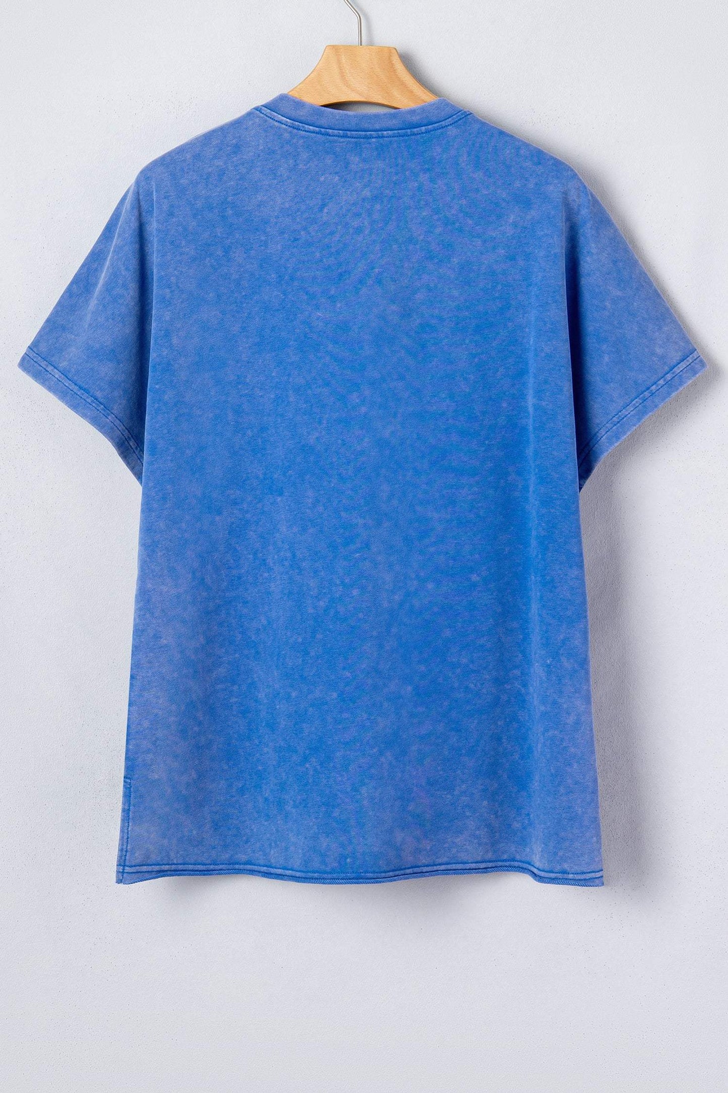 White Patriot Star Patched Notched Neck Mineral Washed Tee