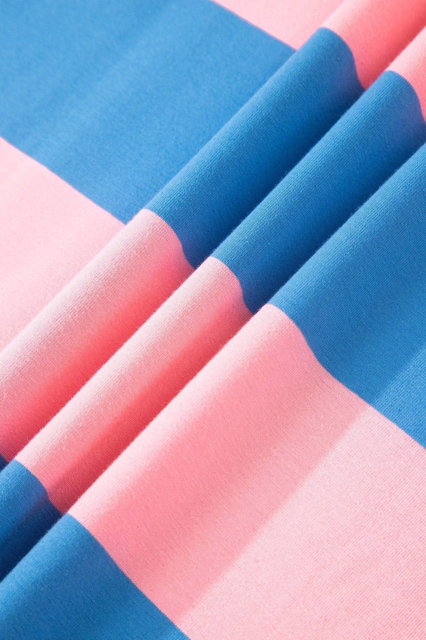 Bright Pink Striped Color Block Oversize Tunic Tee