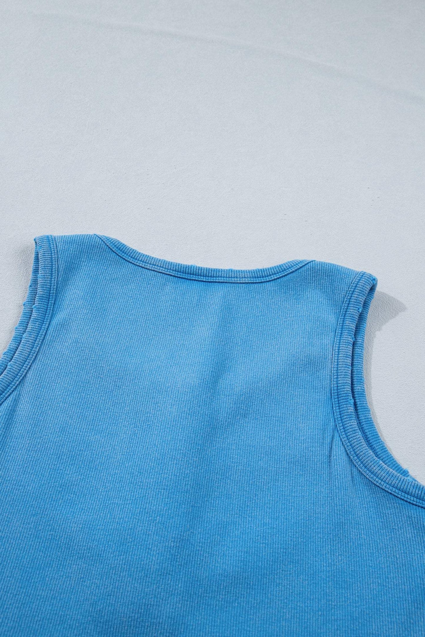 Bright Pink Vintage Distressed Ribbed Mineral Wash Tank Top