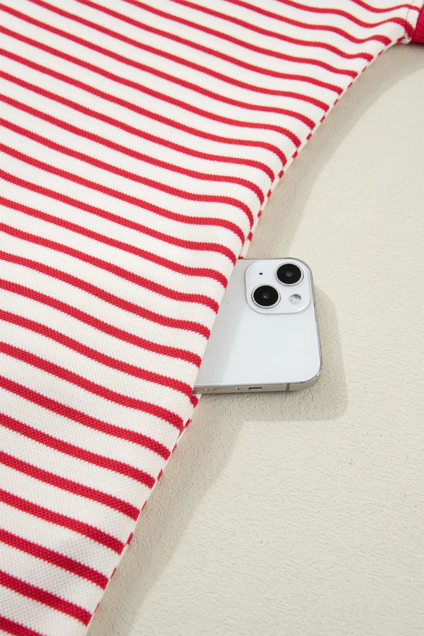 Green Stripe Quarter Zip Polo Collar T Shirt Dress with Pockets