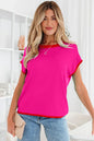 Green Contrast Trim Round Neck Short Sleeve Loose Knit Sweater