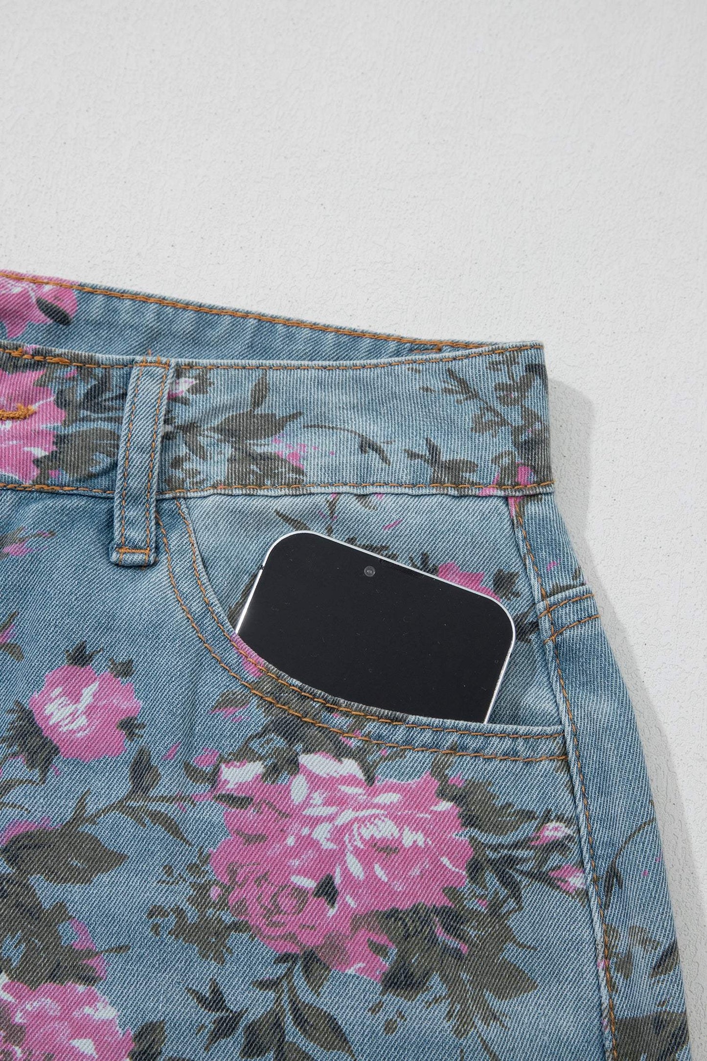 Sky Blue Garden Floral Print Bootcut Jeans