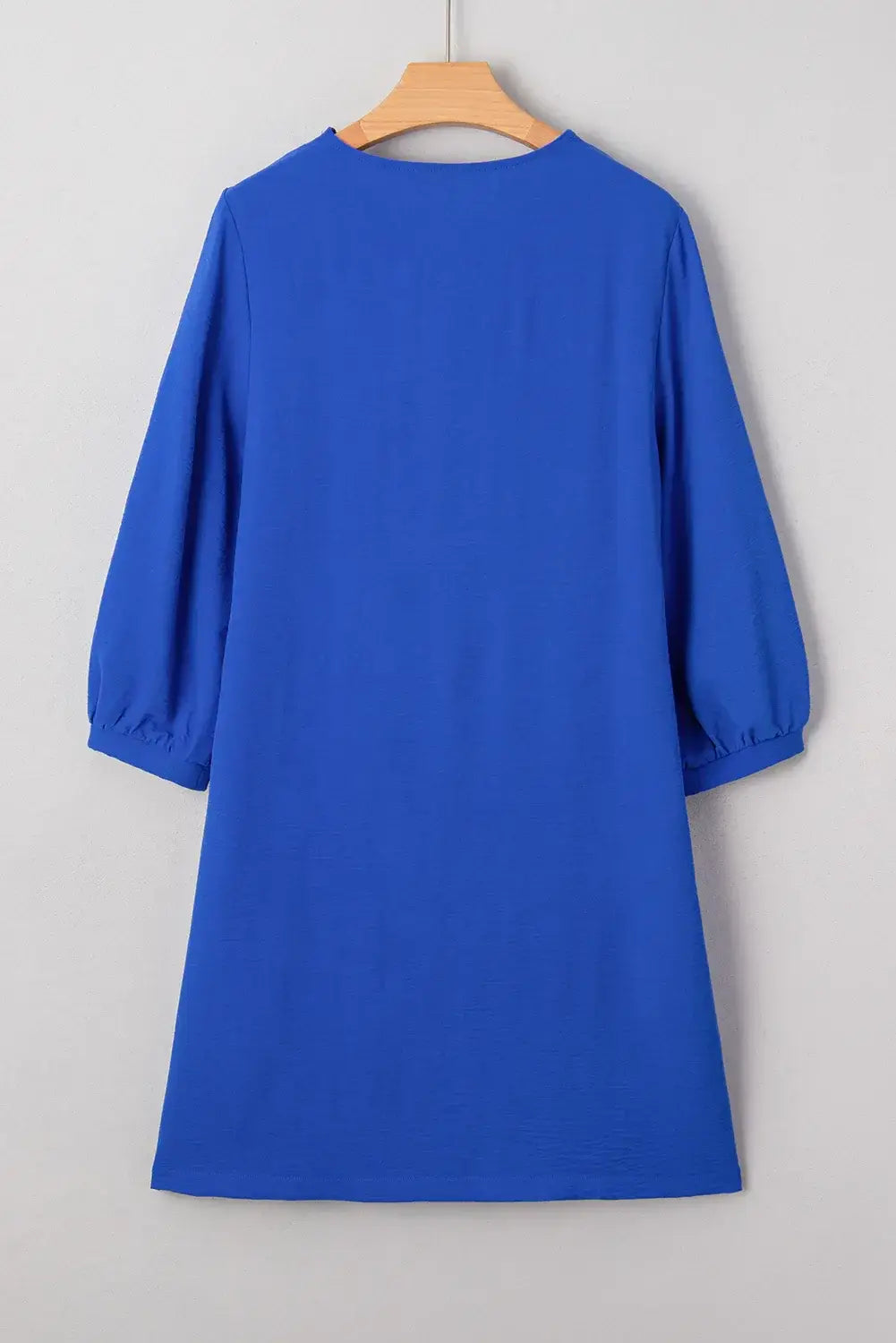 Sky Blue Frilled V Neck Bracelet Sleeve Shift Mini Dress