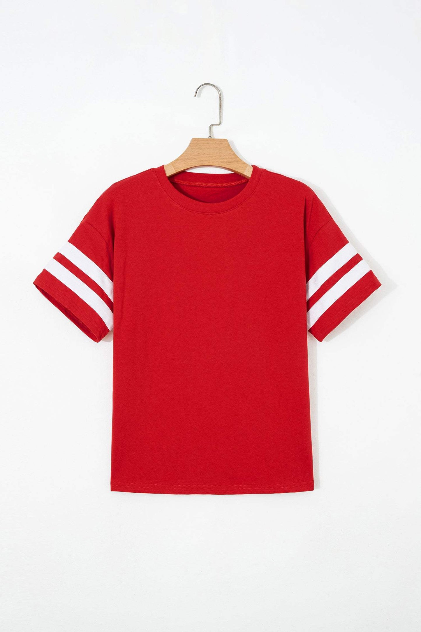 Black Varsity Striped Short Sleeve Crew Neck T Shirt