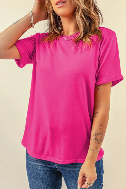 Mint Green Casual Plain Crew Neck Tee - Sweet Fashion Wholesale