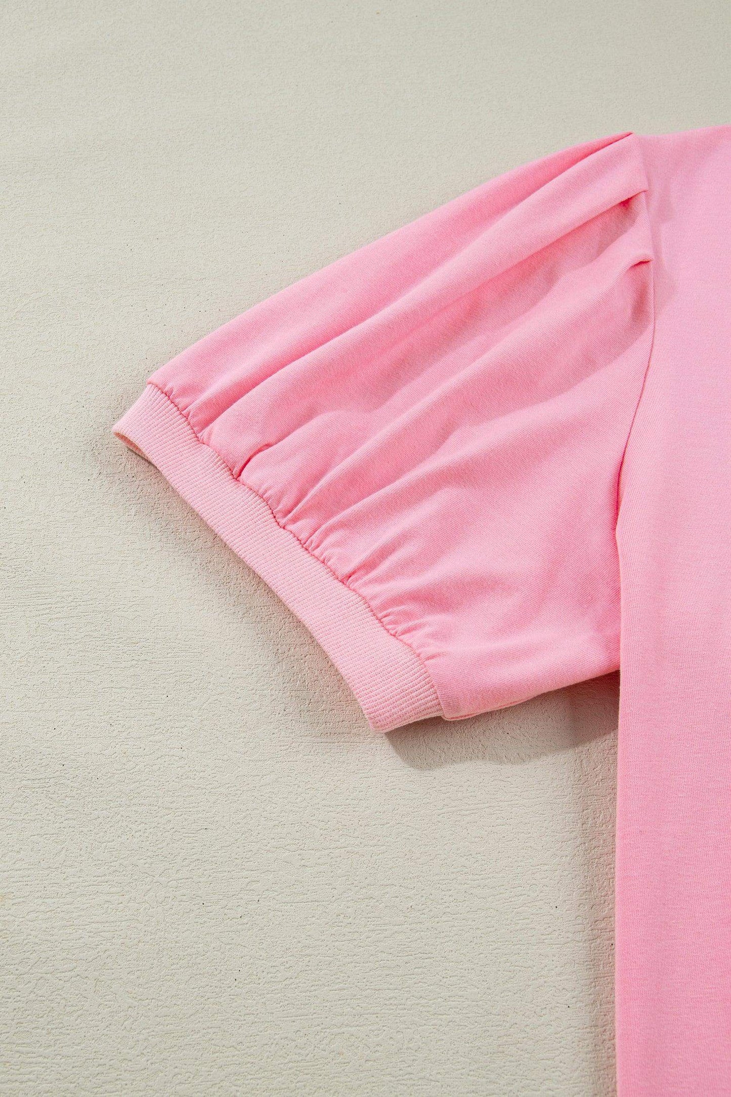 Bonbon V Neck Pleated Short Puff Sleeve Plus Size Blouse - Sweet Fashion Wholesale