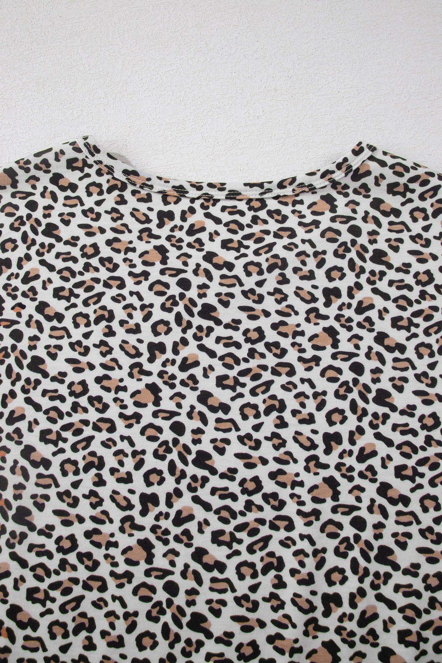 White Leopard High-Low Loose Tee Ankle Length Pants Set - Sweet Fashion Wholesale