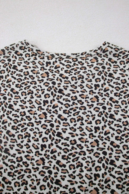 White Leopard High-Low Loose Tee Ankle Length Pants Set - Sweet Fashion Wholesale