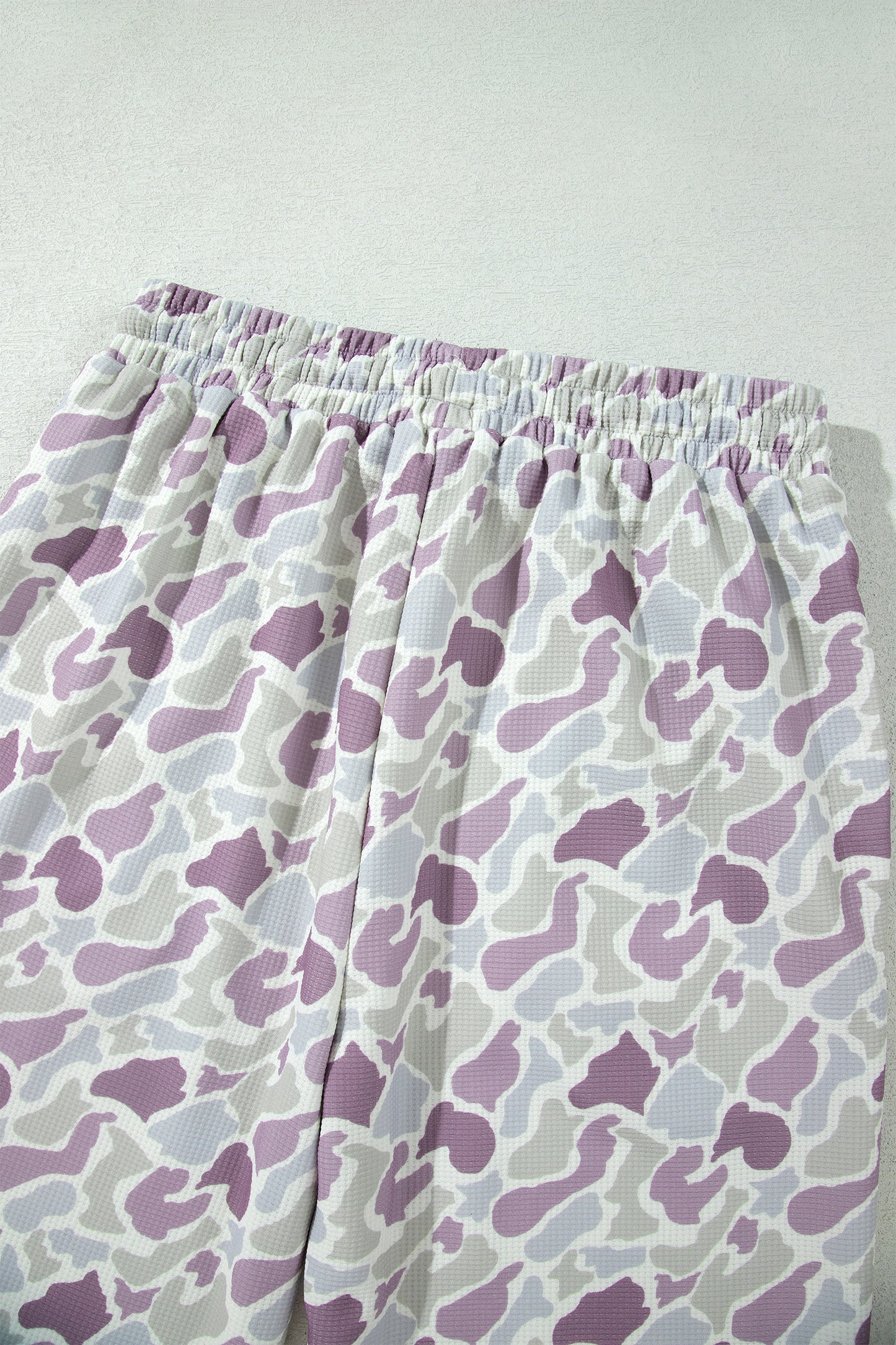 Green Camo Print Drawstring Waist Loose Fit Full Length Pants
