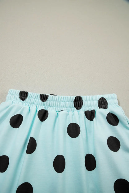 White Polka Dot Short Sleeve Top Casual Skort 2pcs Outfit - Sweet Fashion Wholesale