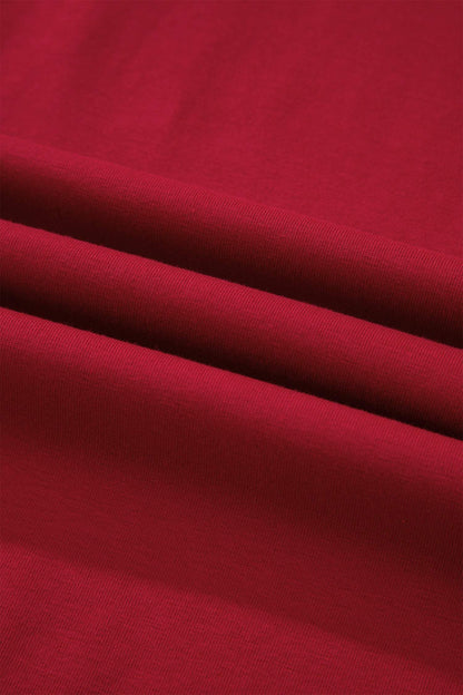 Racing Red Solid Color Cropped Tank Top and Jogger Pants Set