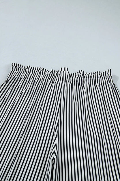 Black Stripe Plus Size Loose Straight Casual Pants