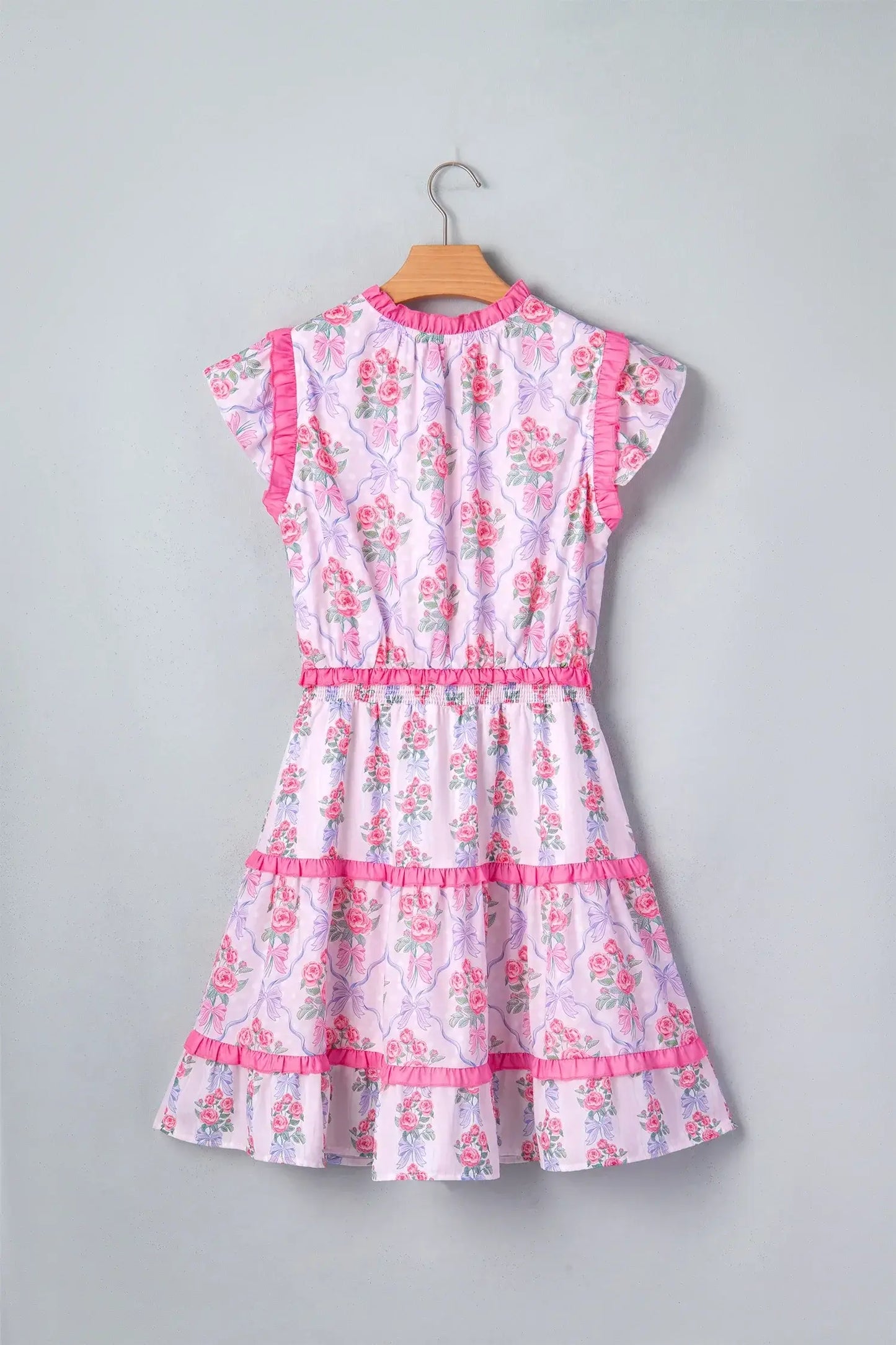 Purple Tiered Ruffles Sleeveless Summer Floral Dress - Sweet Fashion Wholesale