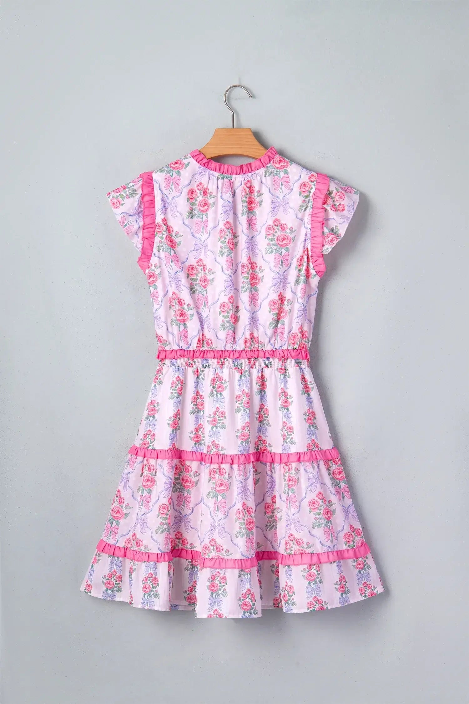 Purple Tiered Ruffles Sleeveless Summer Floral Dress - Sweet Fashion Wholesale