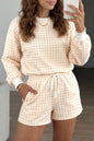 Yellow Plaid Baggy Pullover Drawstring Casual Shorts 2pcs Outfit