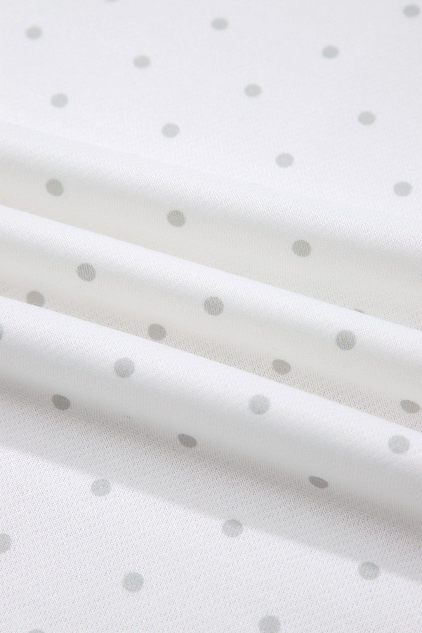White Polka Dot Print Side Stripe Detail Casual Sweatshirt 2pcs Short Set