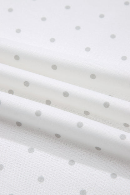 White Polka Dot Print Side Stripe Detail Casual Sweatshirt 2pcs Short Set