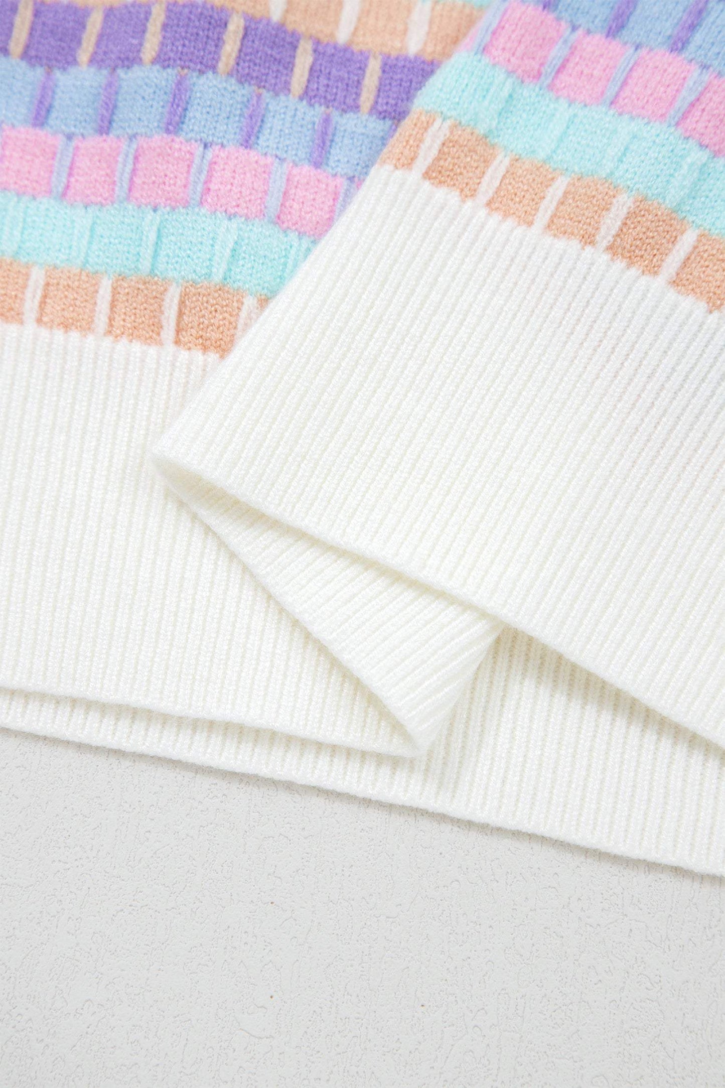 Orange Abstract Striped Knit Short Sleeve Sweater