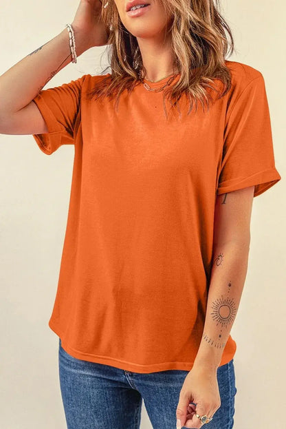 Mint Green Casual Plain Crew Neck Tee - Sweet Fashion Wholesale