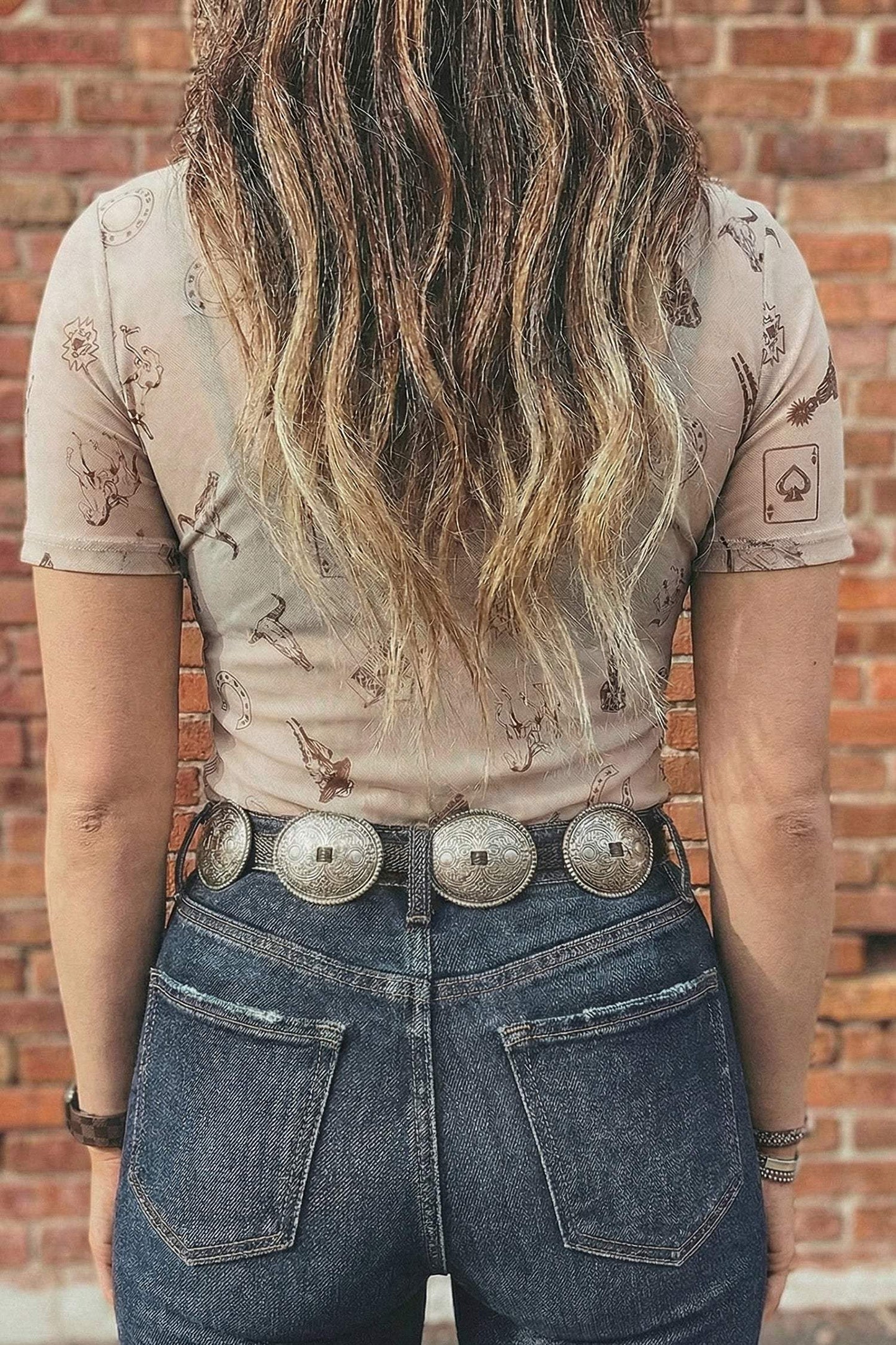 Camel Leopard Printed Mesh Short Sleeve Top