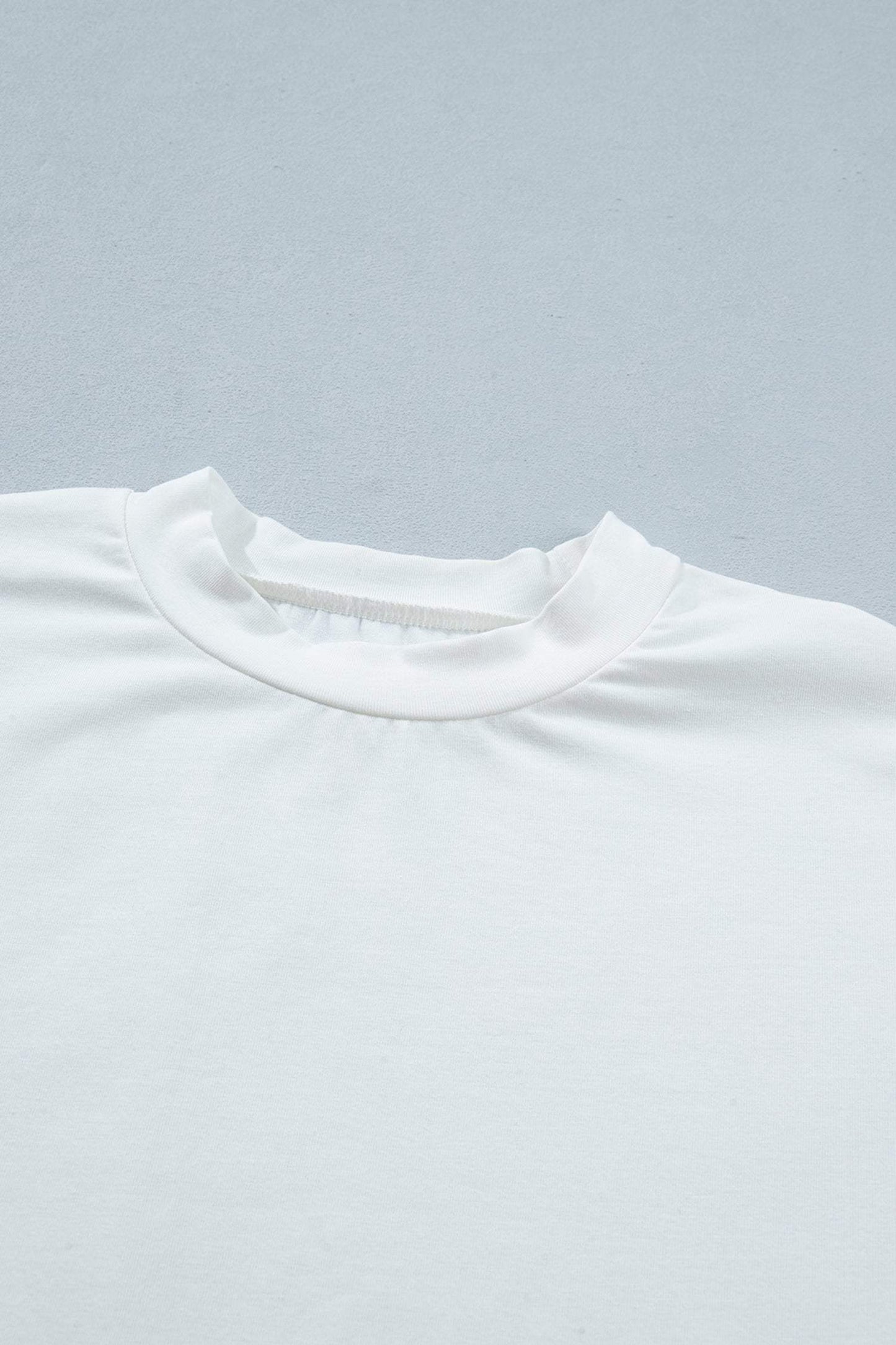 White Asymmetric Lace Hem Patchwork Tee
