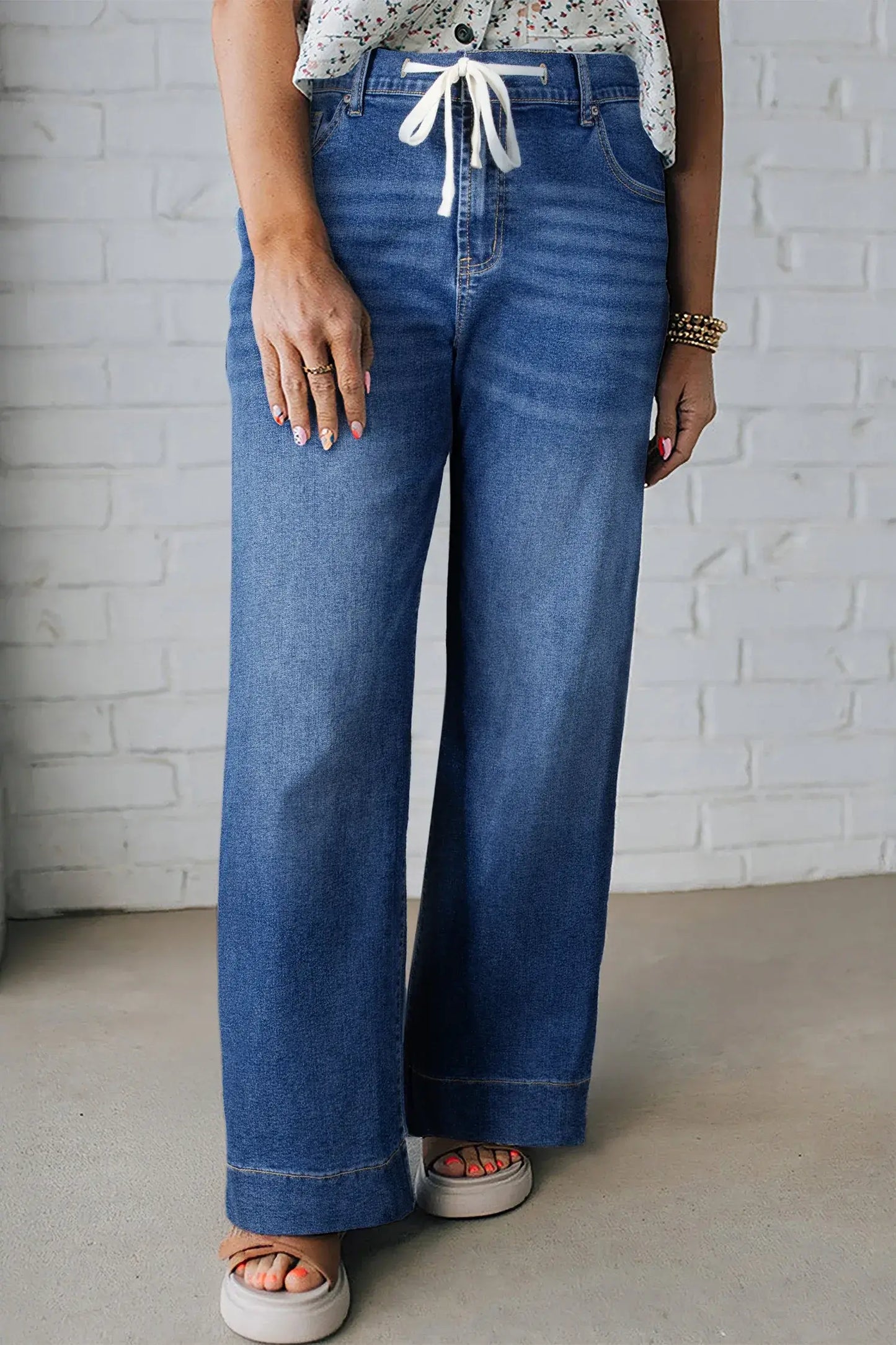 Black Acid Wash Contrast Lace-up Plus Size Jeans - Sweet Fashion Wholesale