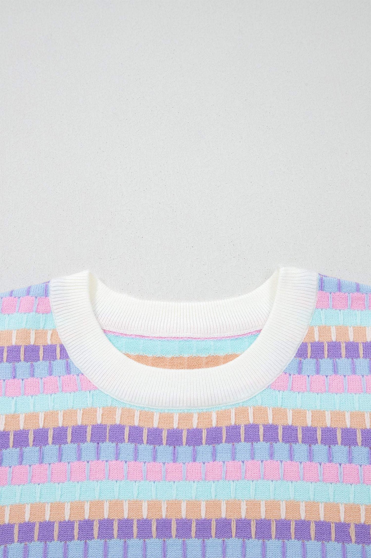 Orange Abstract Striped Knit Short Sleeve Sweater