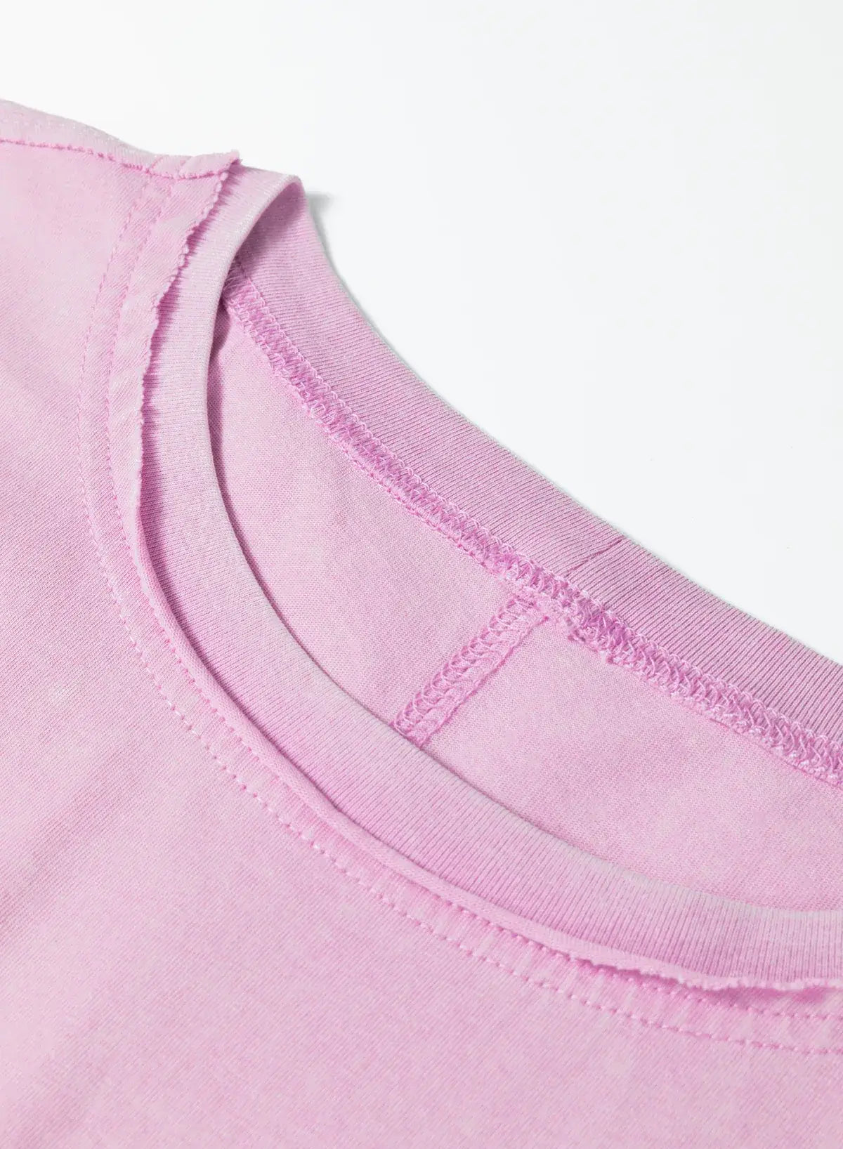 Lavendula Mineral Wash Drop Shoulder Raw Edge Loose Tee - Sweet Fashion Wholesale