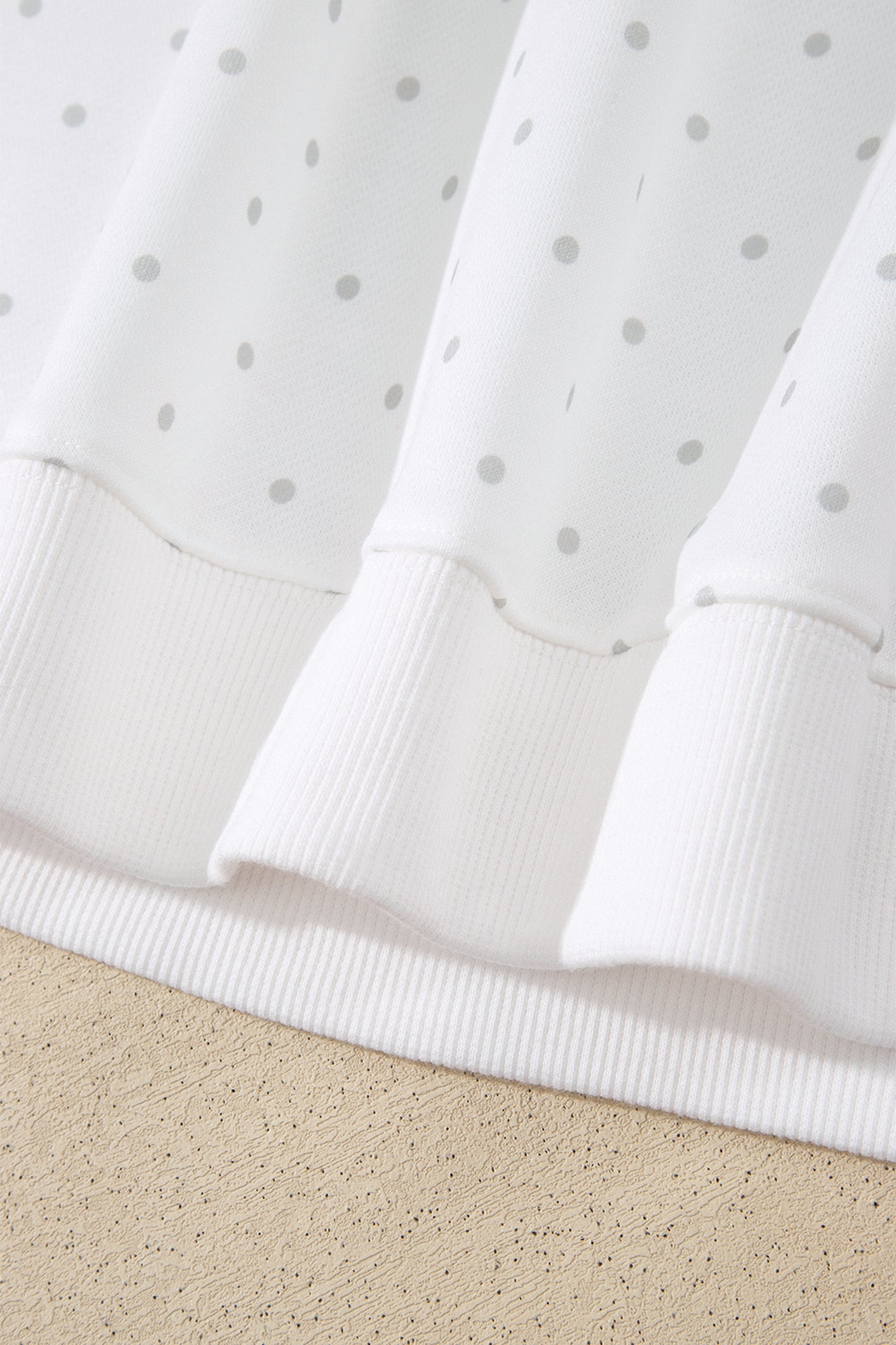 White Polka Dot Print Side Stripe Detail Casual Sweatshirt 2pcs Short Set
