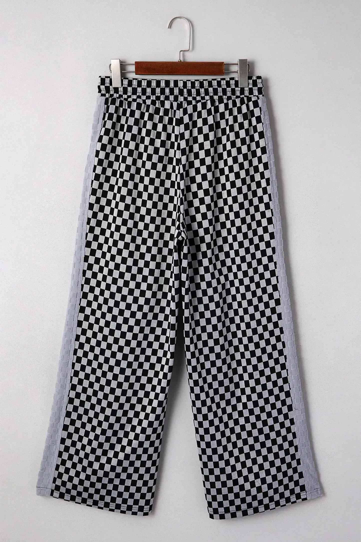 White Checkerboard Drawstring Waist Casual Pants - Sweet Fashion Wholesale