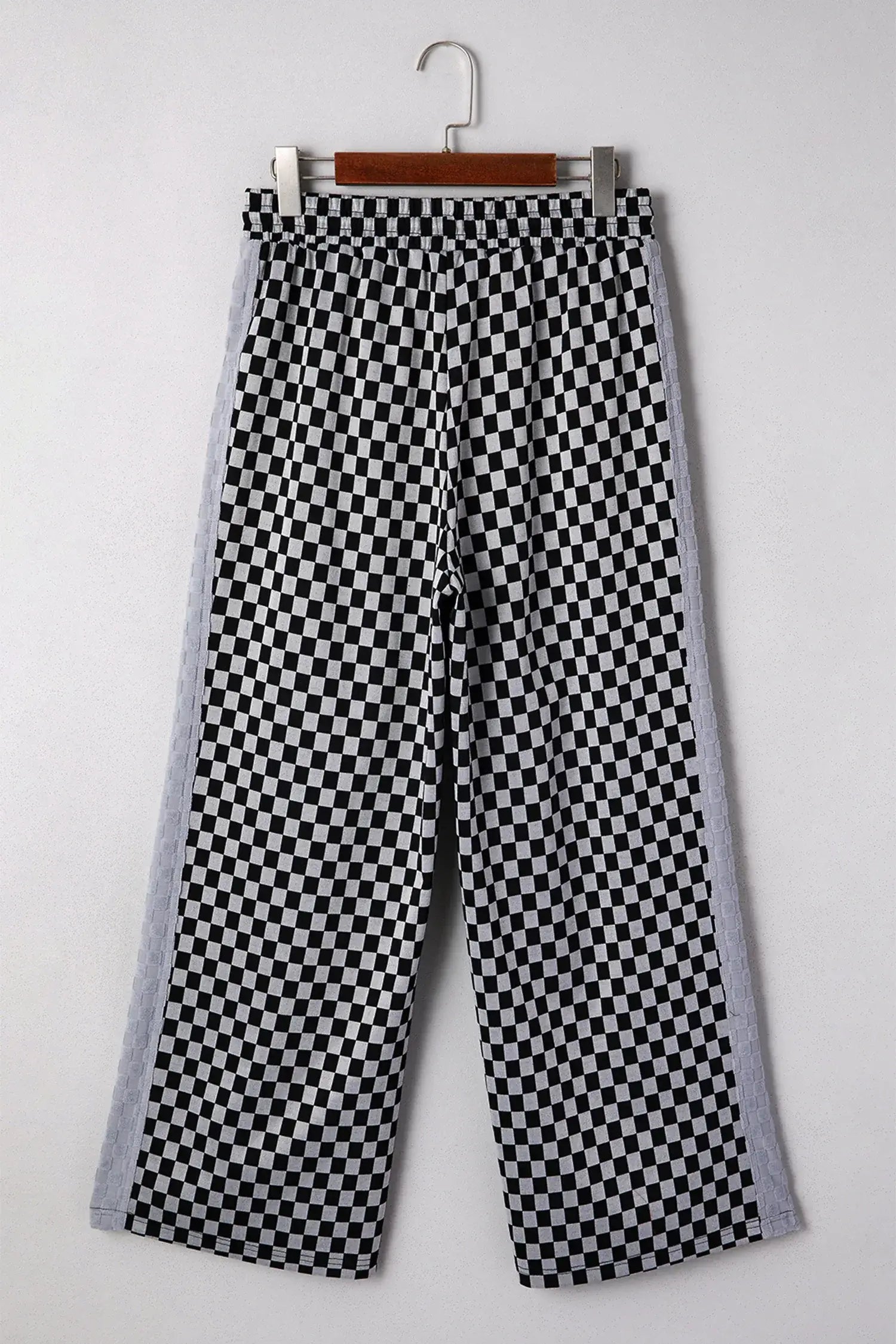 White Checkerboard Drawstring Waist Casual Pants - Sweet Fashion Wholesale