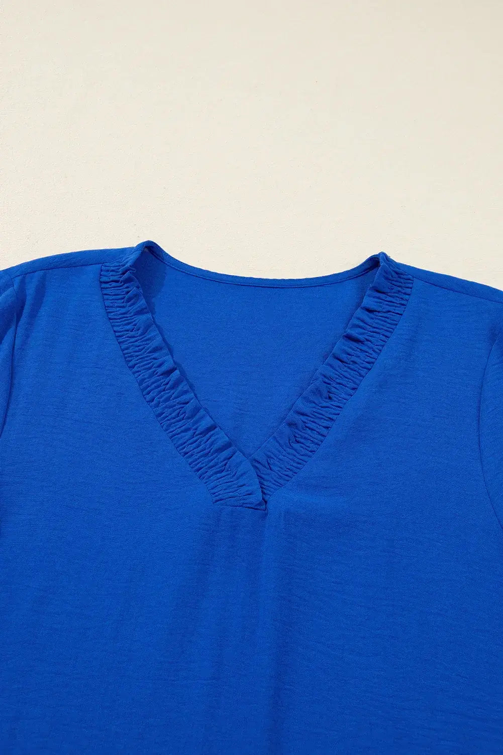 Sky Blue Frilled V Neck Bracelet Sleeve Shift Mini Dress