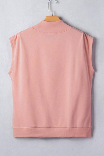 Pink Lake Weekend Graphic High Neck Short Sleeve Top
