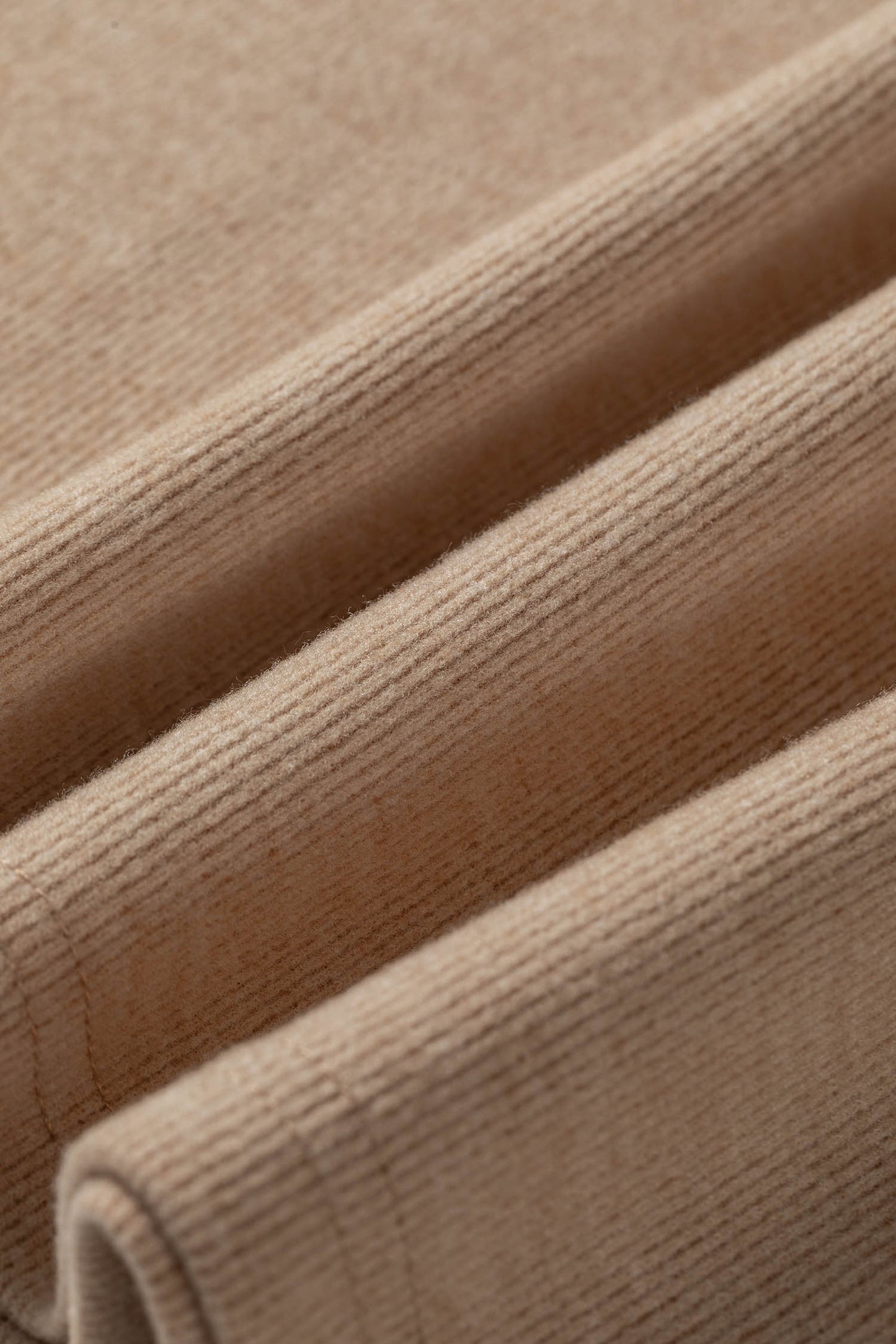 Light French Beige Short Sleeve Ribbed Top Wide Leg Pants Two Piece Set