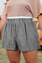 Red Contrast Trim Plaid Print Plus Size Shorts - Sweet Fashion Wholesale