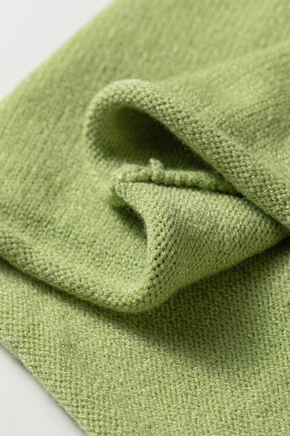 Meadow Mist Green Unique Fish Knit Oversized Round Neck Sweater