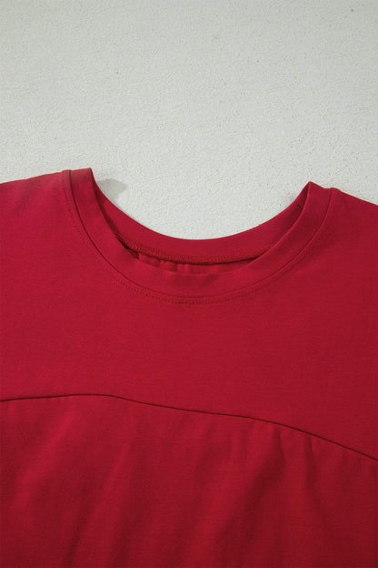 Racing Red Solid Color Cropped Tank Top and Jogger Pants Set