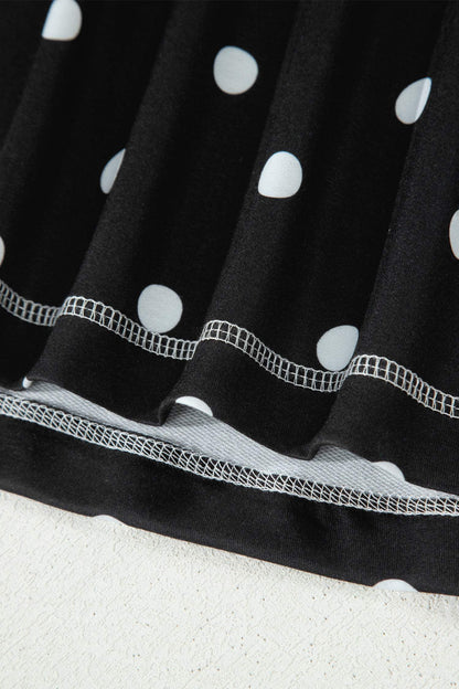 Yellow Exposed Seam Detail Polka Dot Loose Tee Drawstring Shorts Set