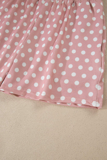 Pink Polka Dot Print Short Set