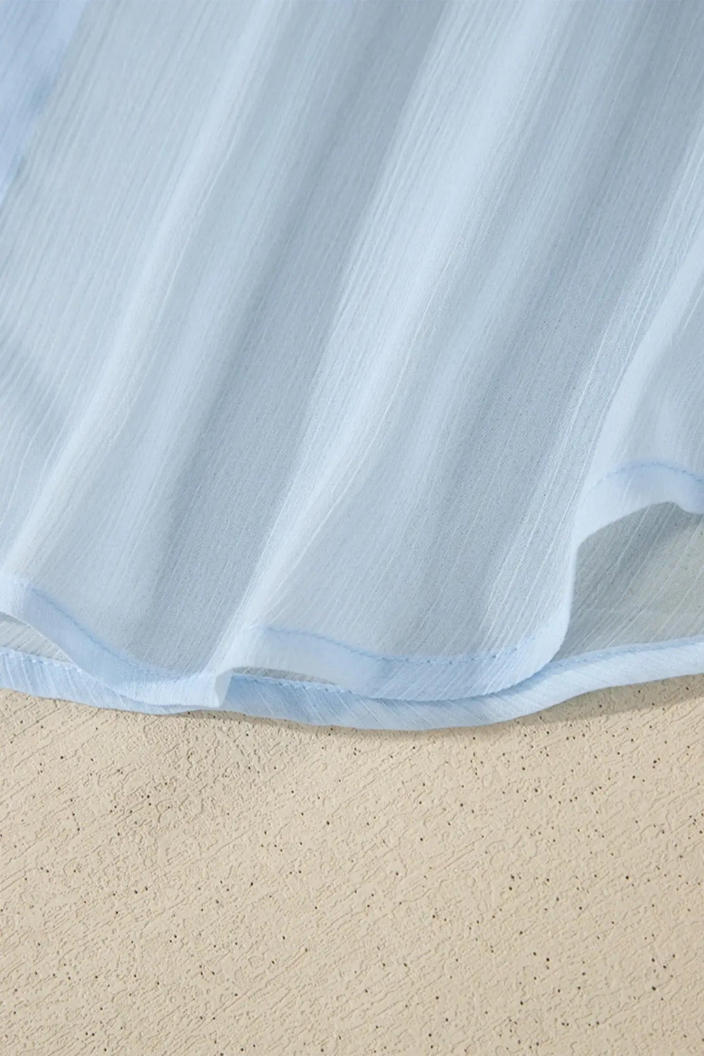 Beau Blue Sheer Tunic Shirt Drawstring Shorts 2pcs Swim Cover Up - Sweet Fashion Wholesale