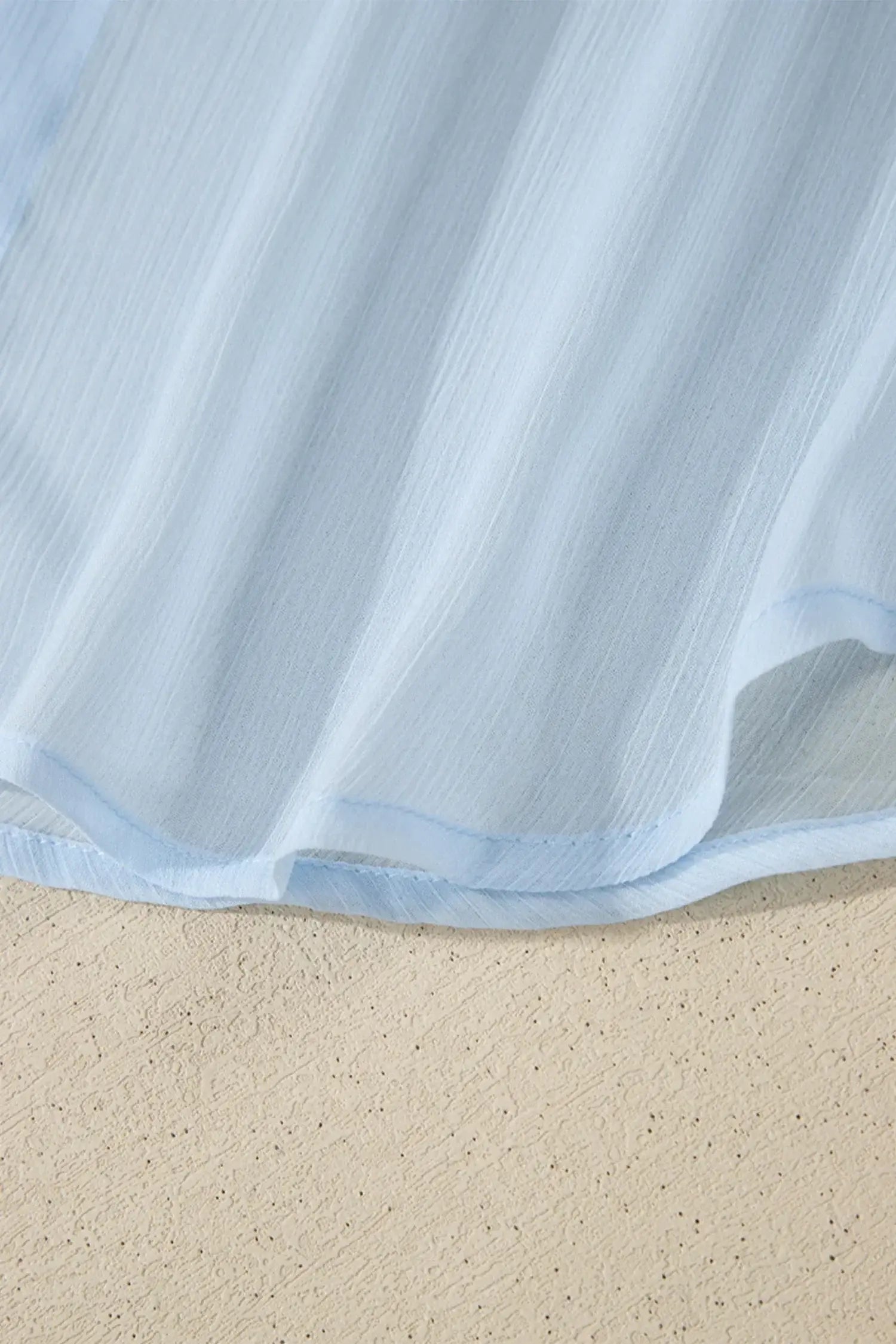 Beau Blue Sheer Tunic Shirt Drawstring Shorts 2pcs Swim Cover Up - Sweet Fashion Wholesale