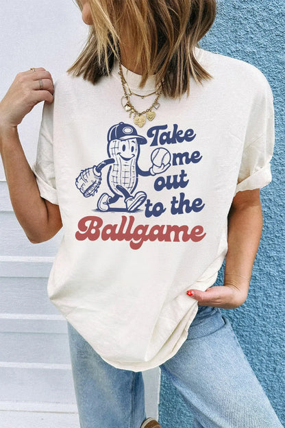 White Take me out to the Ballgame Casual Tee - Sweet Fashion Wholesale