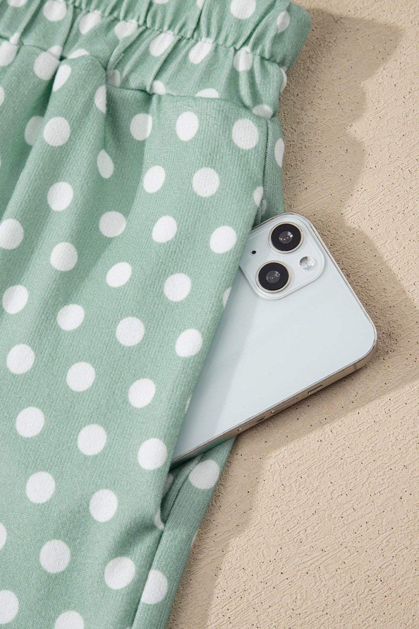 Green Polka Dot Print Short Set