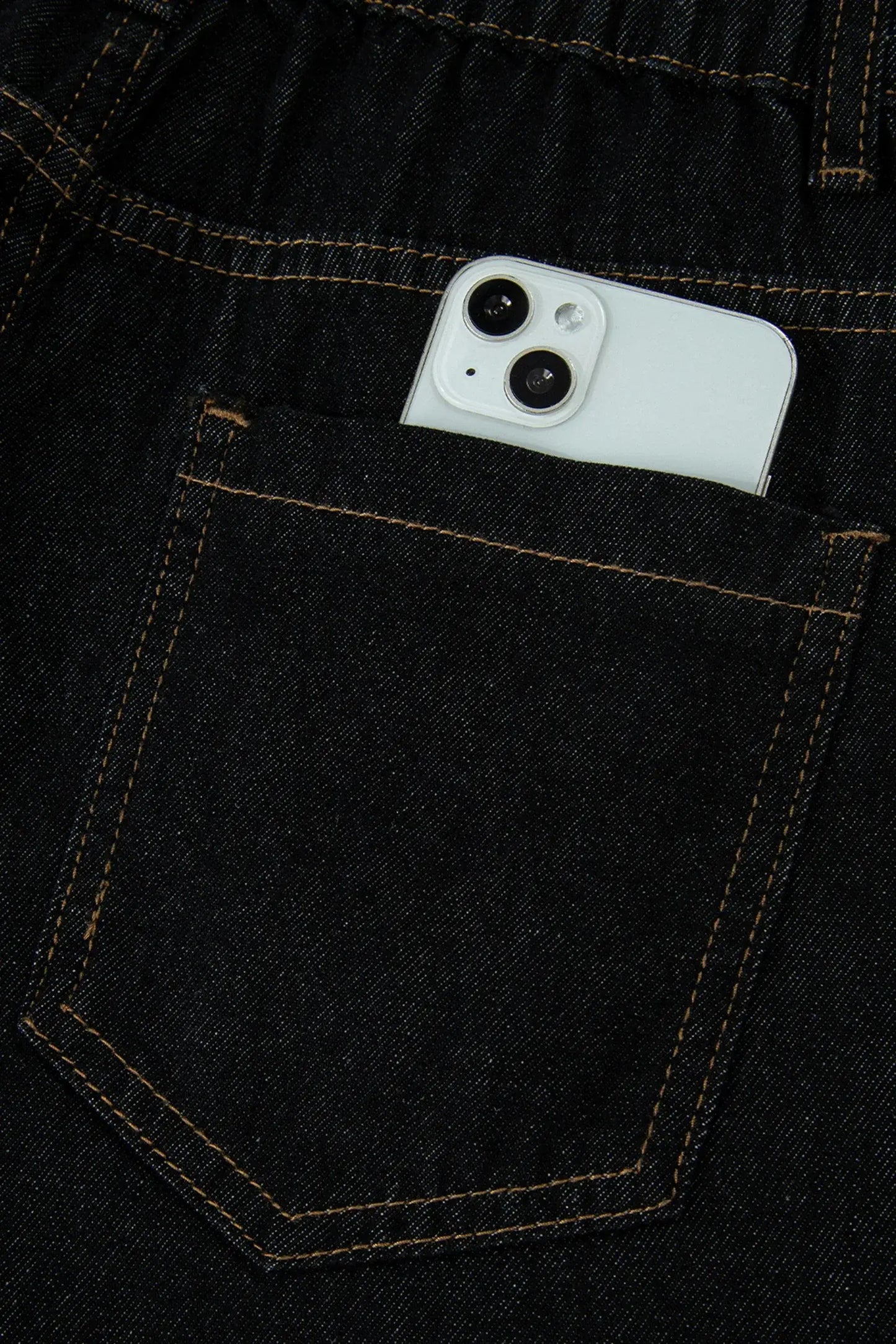 Navy Blue Embroidered Scalloped Trim Relaxed Denim Shorts - Sweet Fashion Wholesale