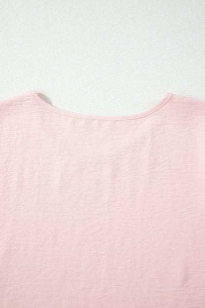 Sea Green Solid Color Ruffle Trim Short Sleeve Blouse - Sweet Fashion Wholesale