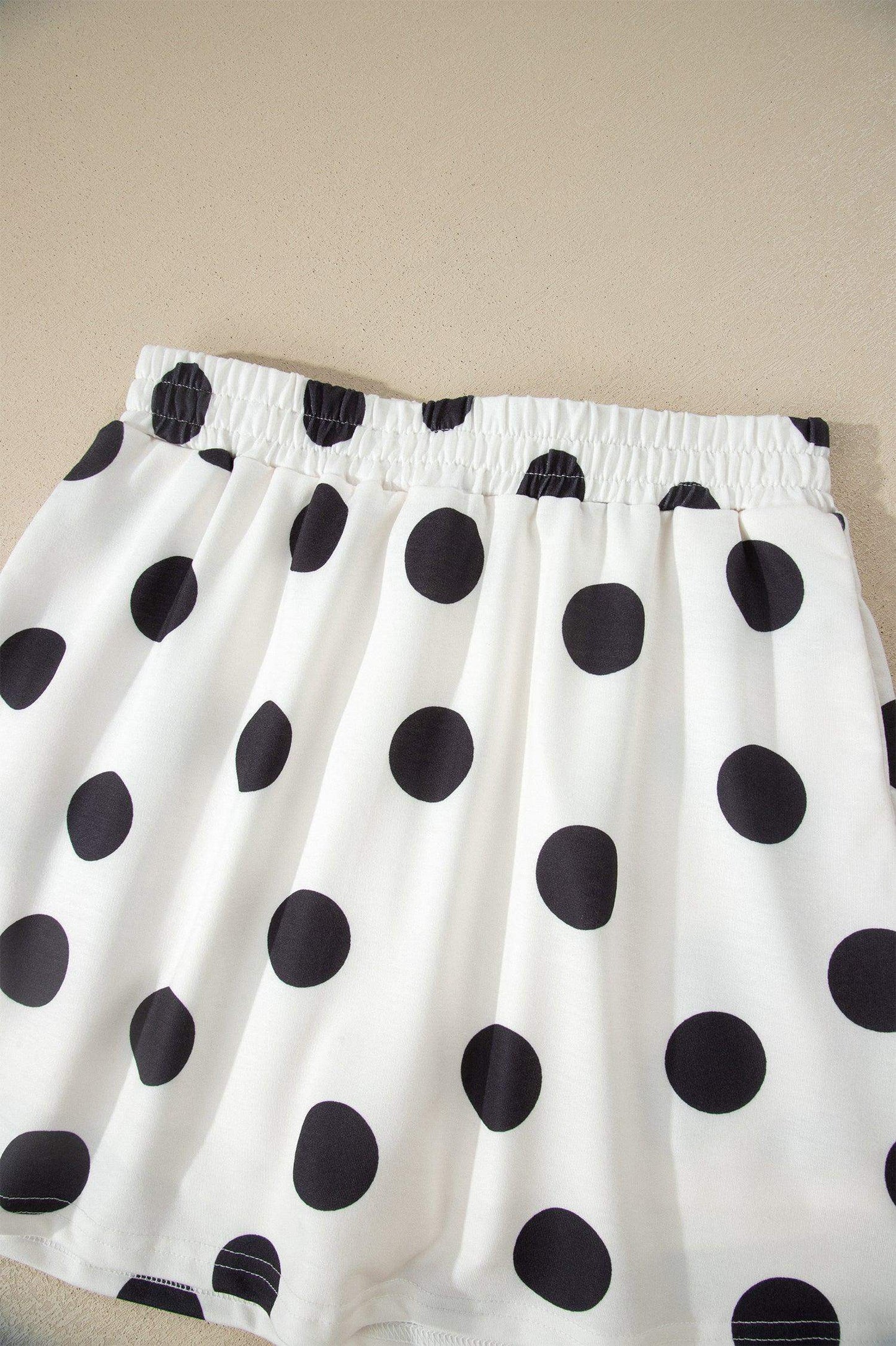 White Polka Dot Short Sleeve Top Casual Skort 2pcs Outfit - Sweet Fashion Wholesale