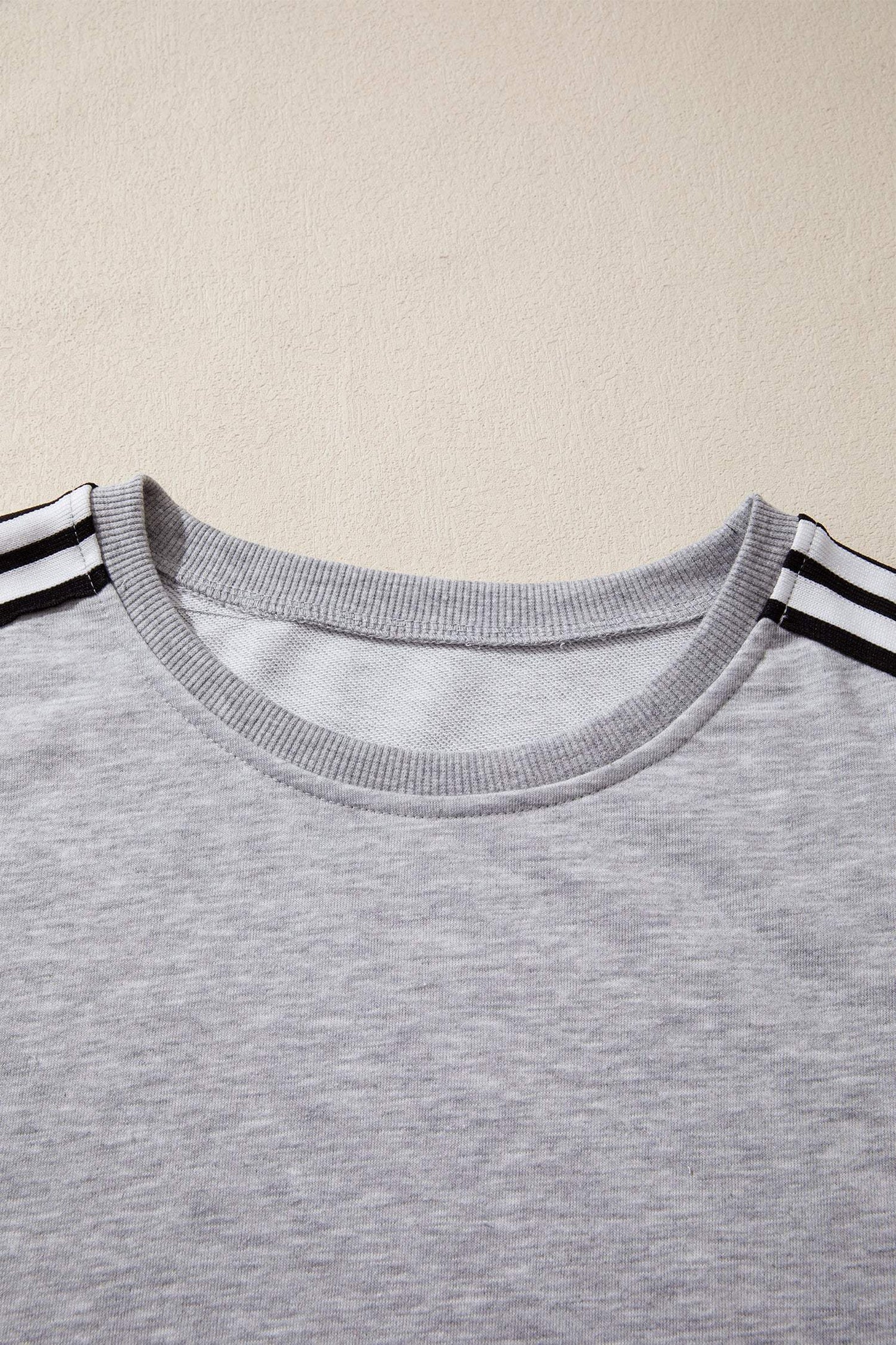Light Grey Patchwork Detail Raw Edge Oversize Tee